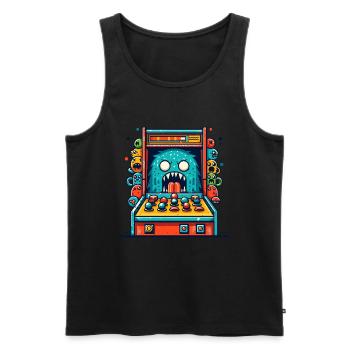 ARCADE SPIELAUTOMAT CASINO JOYSTICK MONSTER CRAZY - Männer Premium Bio Tank Top - Schwarz - Vorne - AI Model Male 178 light (178cm)