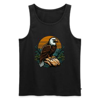 EAGLE, BIRD OF PREY, HAWK, HUNTER, FLIGHT, MAJESTY, FEATHER - Men's Premium Organic Tank Top - black - Front - AI Model Male 178 light (178cm)