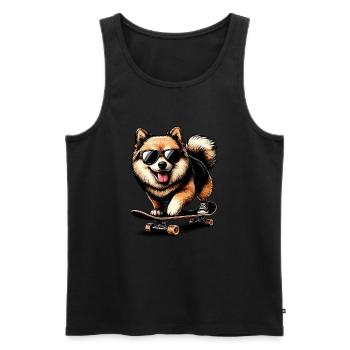 SHIBA INU SPITZ HUND SPORT SKATEBOARD BRILLE COOL - Männer Premium Bio Tank Top - Schwarz - Vorne - AI Model Male 178 light (178cm)