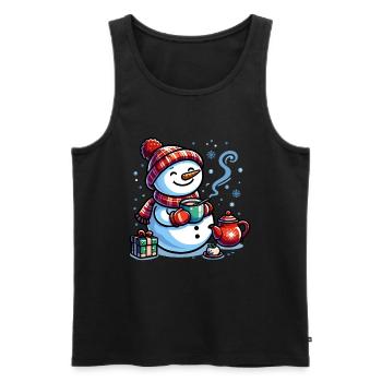 BONHOMME DE NEIGE BOISSON FROIDE CHALEUR CAFÉ THÉ HIVER - Débardeur bio Premium Homme - noir - Devant - AI Model Male 178 light (178cm)