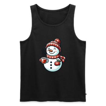 BONHOMME DE NEIGE BOISSON FROIDE CHALEUR CAFÉ THÉ HIVER - Débardeur bio Premium Homme - noir - Devant - AI Model Male 178 light (178cm)