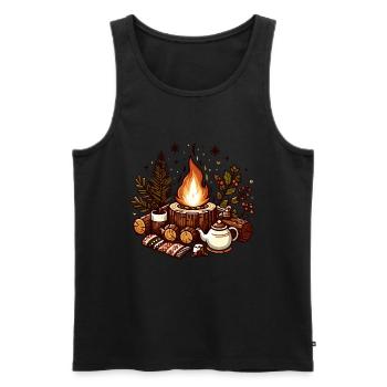 FEUERSTELLE WINTER WEIHNACHTEN SCHAL TEEKANNE GRÜN - Männer Premium Bio Tank Top - Schwarz - Vorne - Michal (187cm)