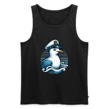 MÖWE KAPITÄN MÜTZE MEER WELLEN MARITIM BLAU ANKER - Männer Premium Bio Tank Top - Schwarz - Vorne - AI Model Male 178 light (178cm)