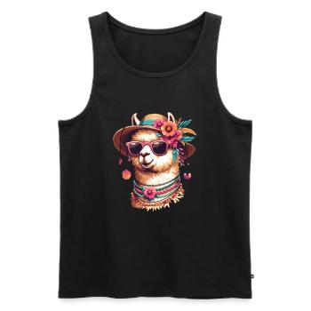 TSCHAKKA ALPAKA HIP TRENDY BLUME SONNENHUT FLOWER - Männer Premium Bio Tank Top - Schwarz - Vorne - AI Model Male 178 light (178cm)