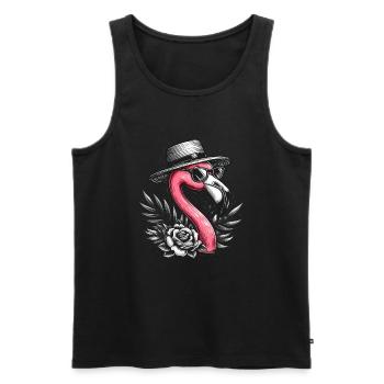 FLAMINGO RETRO HAT EYEGLASSES ROSE PLANT BOY MAN - Men's Premium Organic Tank Top - black - Front - AI Model Male 178 light (178cm)