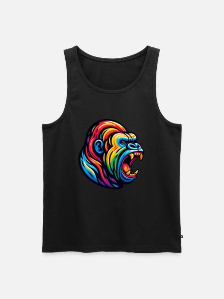 BRÜLLENDER GORILLA AFFE TIER AGGRESSIV BÖSE SCHREI - Männer Premium Bio Tank Top - Schwarz