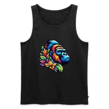 GUARDING GORILLA JUNGLE PLANT AFRICA FRUITS - Men's Premium Organic Tank Top - black - Front - AI Model Male 178 light (178cm)