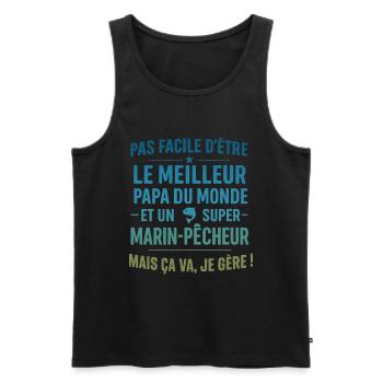 Super Papa Marin-Pêcheur cadeau fête des pères - Débardeur bio Premium Homme - noir - Devant - Michal (187cm)