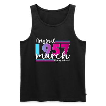 66th birthday Mrs. Original March Born 1957 - Men's Premium Organic Tank Top - black - Front - Michal (187cm)