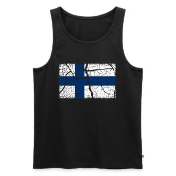 Flagge Finnland - Männer Premium Bio Tank Top - Schwarz - Vorne - AI Model Male 178 light (178cm)