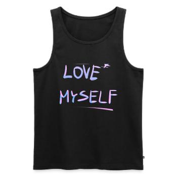Moi-même, ligne d’amour de soi - Débardeur bio Premium Homme - noir - Devant - Michal (187cm)