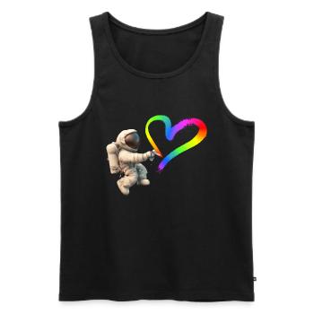 Astronaut sprayt LGBTQ Herz Graffiti - Männer Premium Bio Tank Top - Schwarz - Vorne - Michal (187cm)