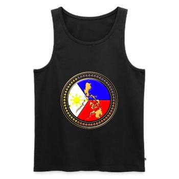 Carte du drapeau des Philippines - Débardeur bio Premium Homme - noir - Devant - AI Model Male 178 light (178cm)