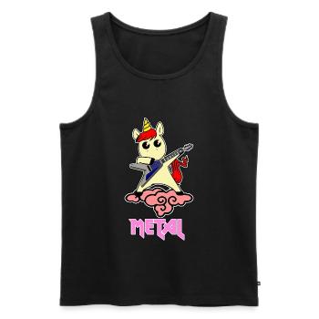 Licorne métallique - La licorne aime le métal - Débardeur bio Premium Homme - noir - Devant - AI Model Male 178 light (178cm)