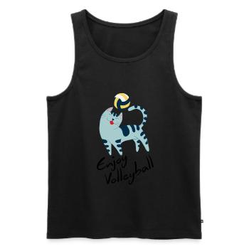 Chat de volleyball - Débardeur bio Premium Homme - noir - Devant - Michal (187cm)