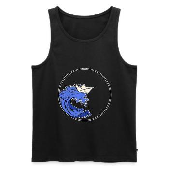 Origami Boat - Origami Schiff - Männer Premium Bio Tank Top - Schwarz - Vorne - AI Model Male 178 light (178cm)