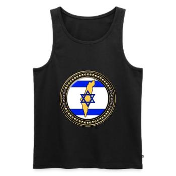 Israel flag map - Men's Premium Organic Tank Top - black - Front - AI Model Male 178 light (178cm)