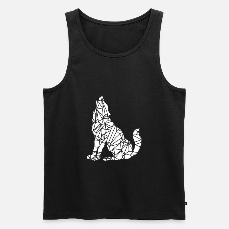 Geometrischer Wolf - Männer Premium Bio Tank Top - Schwarz