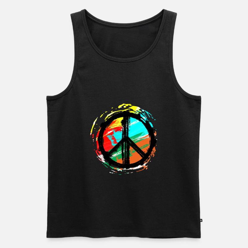 Peace - Farben - Männer Premium Bio Tank Top - Schwarz