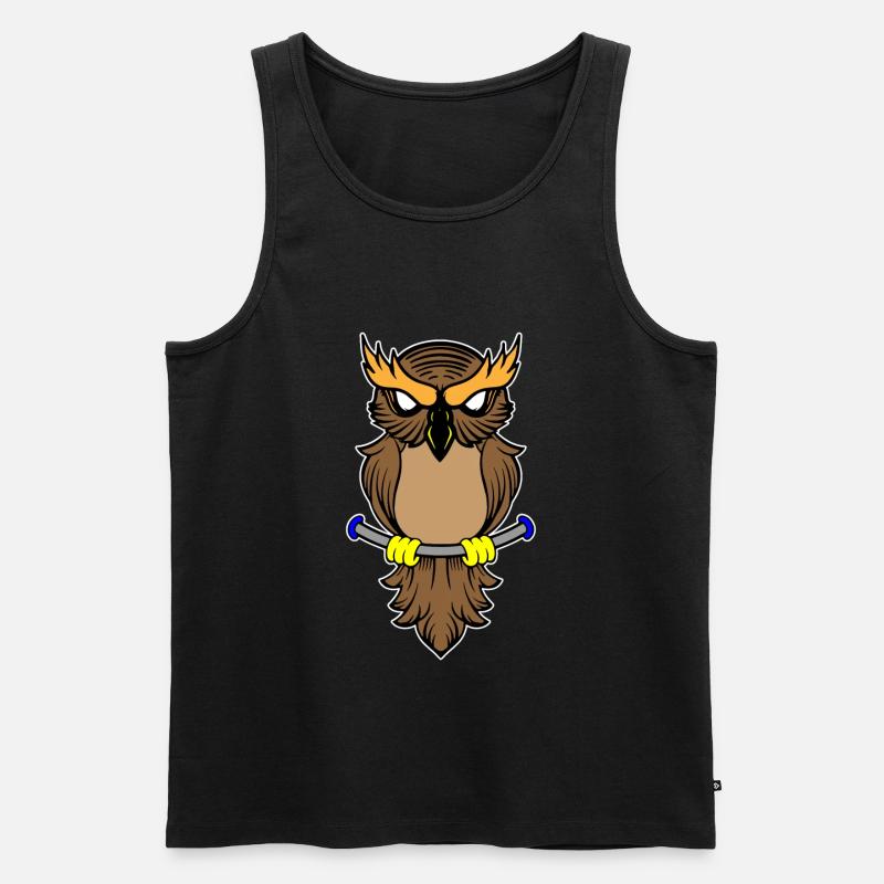 Eule - Männer Premium Bio Tank Top - Schwarz