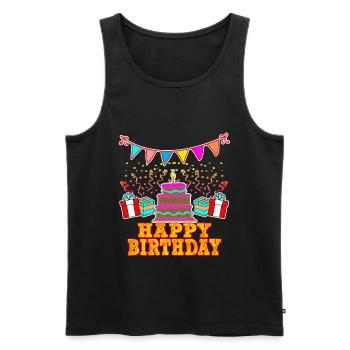 Joyeux anniversaire - Débardeur bio Premium Homme - noir - Devant - Michal (187cm)