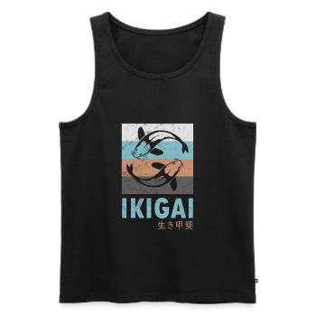 Ikigai Koi carp retro vintage design - Men's Premium Organic Tank Top - black - Front - AI Model Male 178 light (178cm)