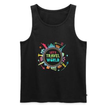 Voyagez dans le monde I Bucket List I Vacation & Travel - Débardeur bio Premium Homme - noir - Devant - AI Model Male 178 light (178cm)