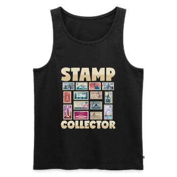 Stamp Collector Franked Letters Post - Men's Premium Organic Tank Top - black - Front - AI Model Male 178 light (178cm)