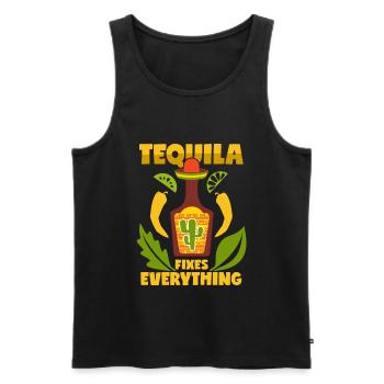 Tequila Spruch Mexiko Schnaps - Männer Premium Bio Tank Top - Schwarz - Vorne - AI Model Male 178 light (178cm)