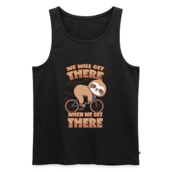Sloth Bicycle Saying - Men's Premium Organic Tank Top - black - Front - AI Model Male 178 light (178cm)