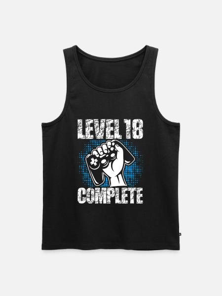 Nivå 18 Komplett födelsedagspresent 18 år - Ekologisk premium tanktopp herr - svart