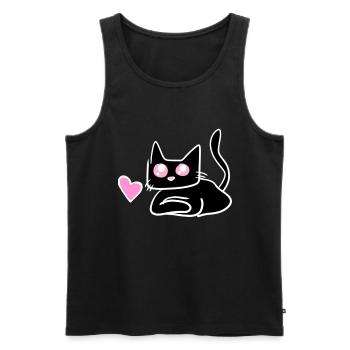 Katze Herz Symbol Süß - Männer Premium Bio Tank Top - Schwarz - Vorne - Michal (187cm)
