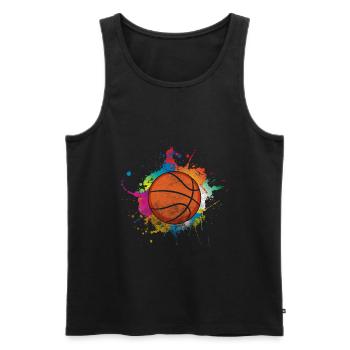 Joueur de basket-ball jeu de basket-ball sport d'équipe éclaboussure de peinture - Débardeur bio Premium Homme - noir - Devant - AI Model Male 178 light (178cm)
