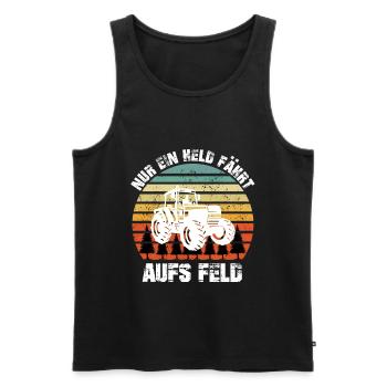Traktor Bauer Held Fährt Aufs Feld Landwirt Shirt - Männer Premium Bio Tank Top - Schwarz - Vorne - AI Model Male 178 light (178cm)
