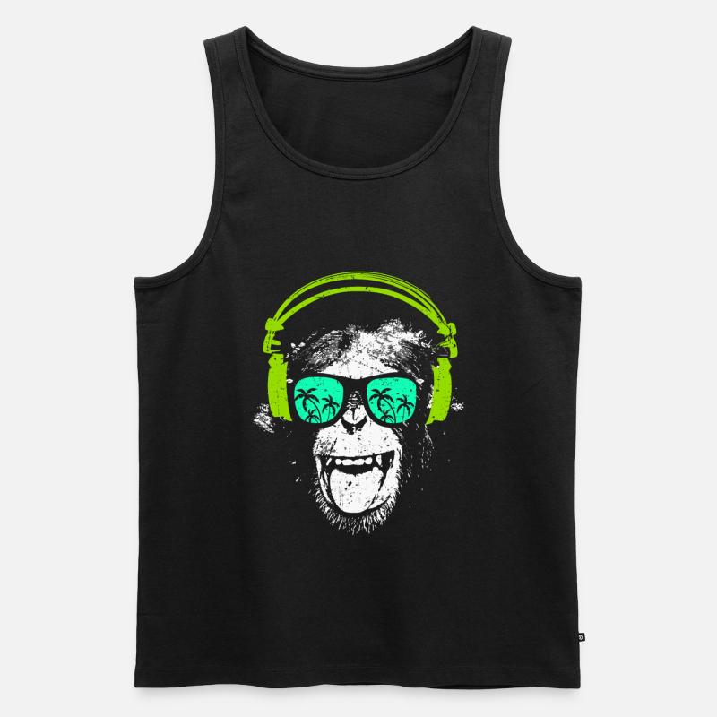 Monkey DJ - Männer Premium Bio Tank Top - Schwarz