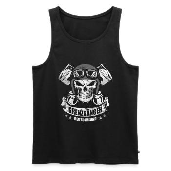 Totenkopf Motorrad Chopper - Männer Premium Bio Tank Top - Schwarz - Vorne - Michal (187cm)