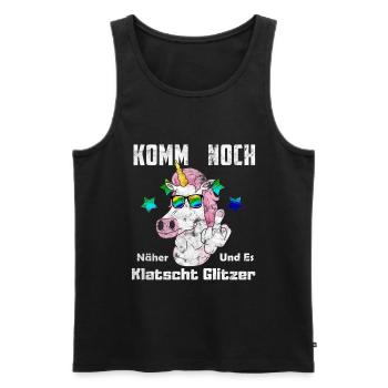 Es Klatscht Glitzer Mittelfinger - Männer Premium Bio Tank Top - Schwarz - Vorne - Michal (187cm)