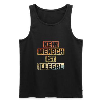 Kein Mensch ist Illegal gegen Rechts - Männer Premium Bio Tank Top - Schwarz - Vorne - Michal (187cm)