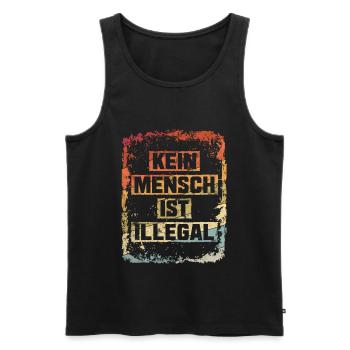 Kein Mensch ist Illegal gegen Rechts - Männer Premium Bio Tank Top - Schwarz - Vorne - Michal (187cm)