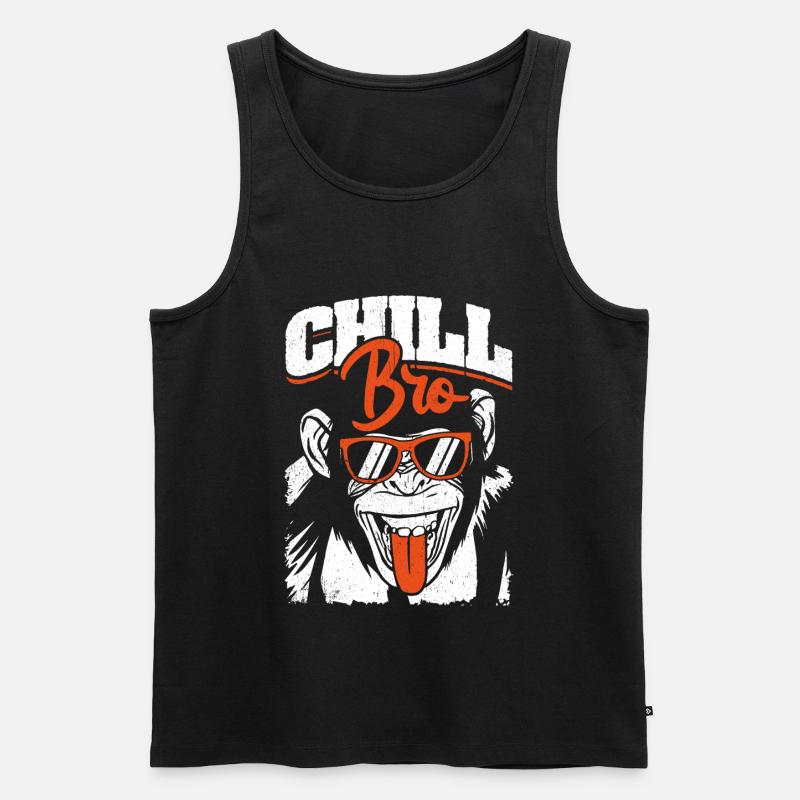 Chill Bro - Cooler Affe mit Sonnebrille - Männer Premium Bio Tank Top - Schwarz