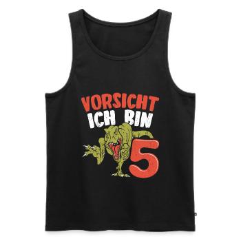 VORSICHT ich bin schon 5 Dinosaurier T Rex Spruch - Männer Premium Bio Tank Top - Schwarz - Vorne - Michal (187cm)