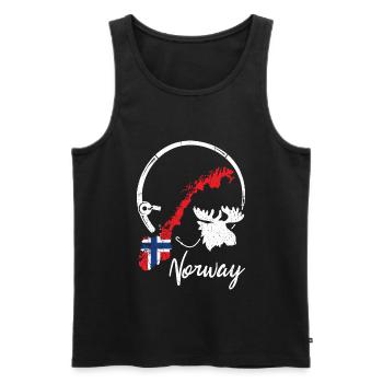 Norwegen Landkarte Angel Elch Geschenk - Männer Premium Bio Tank Top - Schwarz - Vorne - Michal (187cm)