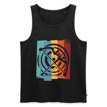 Vintage Bogenschütze Recurvebogen Bogenschießen Bo - Männer Premium Bio Tank Top - Schwarz - Vorne - Michal (187cm)