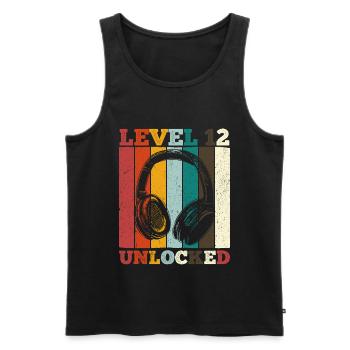 12.Geburtstag Jungen Video Gamer Level 12 Unlocked - Männer Premium Bio Tank Top - Schwarz - Vorne - Michal (187cm)