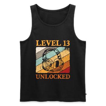 13.Geburtstag Jungen Video Gamer Level 13 Unlocked - Männer Premium Bio Tank Top - Schwarz - Vorne - Michal (187cm)