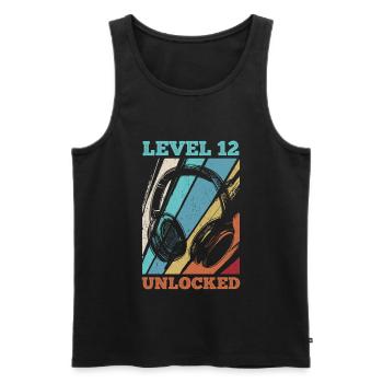12.Geburtstag Video Gamer Level 12 Unlocked - Männer Premium Bio Tank Top - Schwarz - Vorne - Michal (187cm)