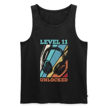 11.Geburtstag Video Gamer Level 11 Unlocked - Männer Premium Bio Tank Top - Schwarz - Vorne - Michal (187cm)