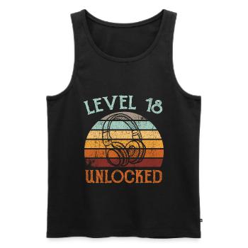 18.Geburtstag Gaming Video Gamer Level 18 Unlocked - Männer Premium Bio Tank Top - Schwarz - Vorne - Michal (187cm)