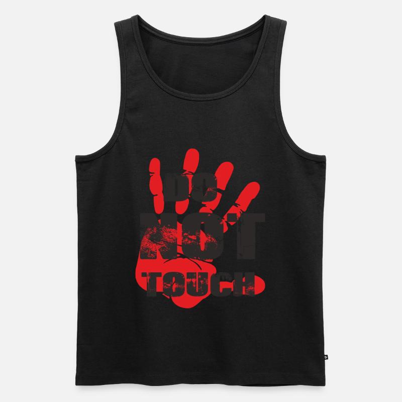 rote Hand, stop, nicht berühren - Männer Premium Bio Tank Top - Schwarz
