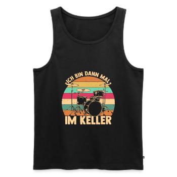 Ich bin dann mal im Keller - Schlagzeug Musiker Sc - Männer Premium Bio Tank Top - Schwarz - Vorne - Michal (187cm)